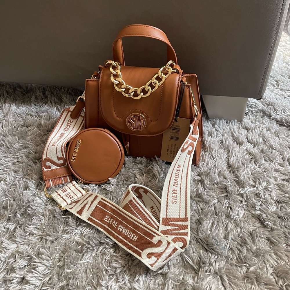 Steve Madden true cognac cross body purse